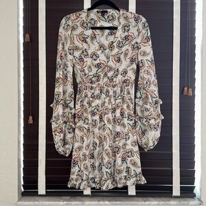 Maje Risley Satin Paisley Print Ruffled Mini Dress